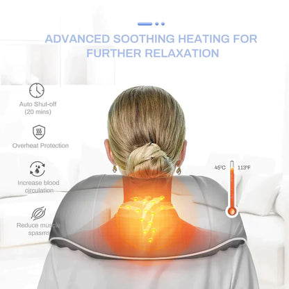 Shiatsu Neck & Shoulder Massager with Heat — Deep Tissue Pain Relief for Neck, Back & Shoulders