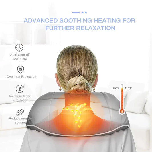 Shiatsu Neck & Shoulder Massager with Heat — Deep Tissue Pain Relief for Neck, Back & Shoulders
