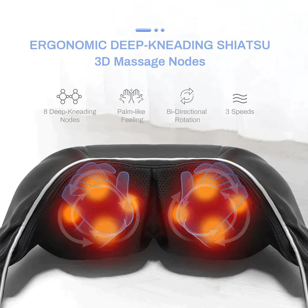 Shiatsu Neck & Shoulder Massager with Heat — Deep Tissue Pain Relief for Neck, Back & Shoulders